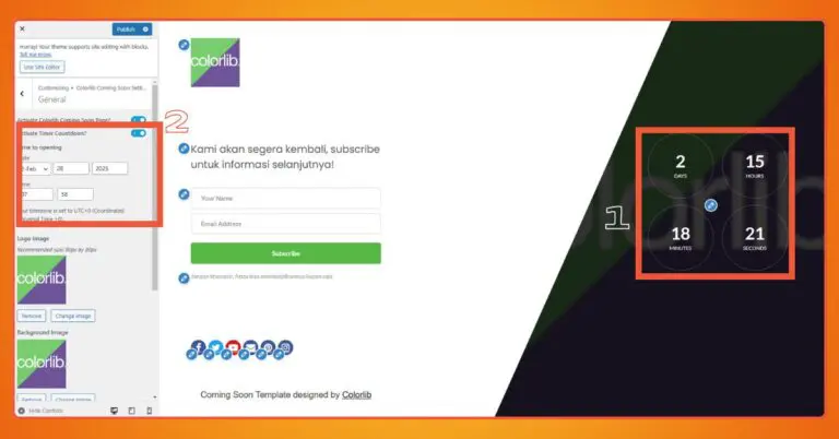 5+ Best WordPress Maintenance Plugins in 2025 18 The countdown timer settings in the Colorlib plugin.