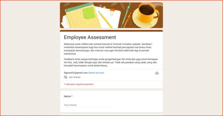 Example of an employee assessment form. 